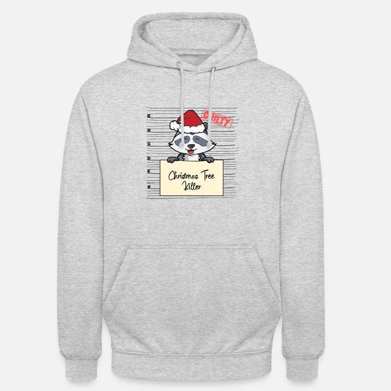 Weihnachtsbaum Umschubser Waschbär - Unisex Hoodie - Hellgrau meliert