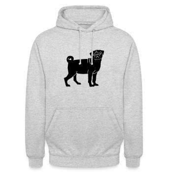 Mops - Unisex Hoodie - Hellgrau meliert - Vorne - Alina (178cm) & Michal (187cm)