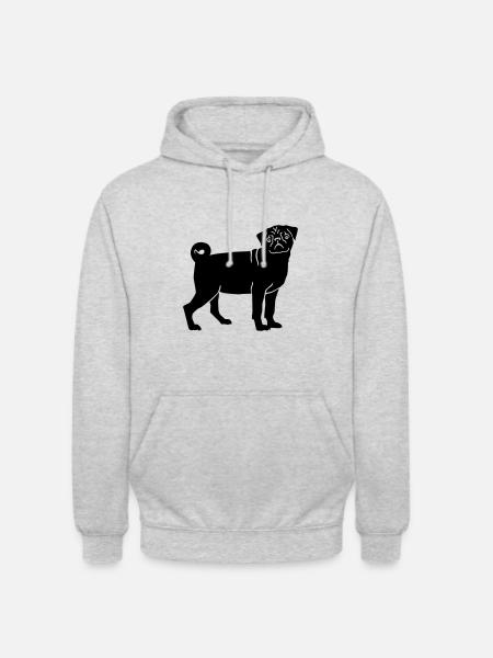 Mops - Unisex Hoodie - Hellgrau meliert