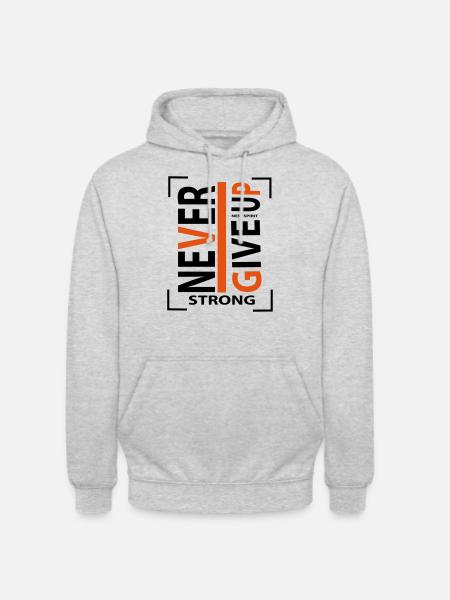 never give up - Unisex Hoodie - light heather grey
