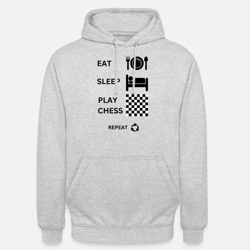 Funny Chess Player Gift Eat Sleep Chess Repeat - Unisex Hoodie - light heather grey