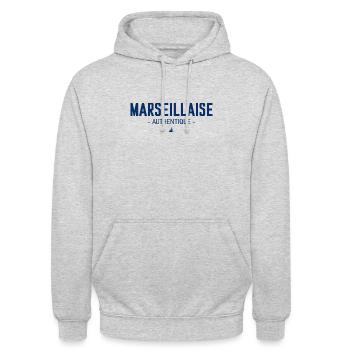 Marseillaise authentique - Sweat-shirt à capuche unisexe - gris clair chiné - Devant - Alina (178cm) & Michal (187cm)