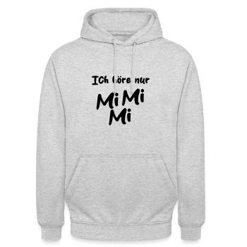Ich höre nur MiMi Mi - Unisex Hoodie - Hellgrau meliert - Vorne - Alina (178cm) & Michal (187cm)