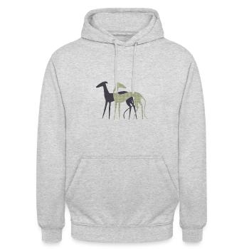 Two greyhounds - Unisex Hoodie - light heather grey - Front - Alina (178cm) & Michal (187cm)