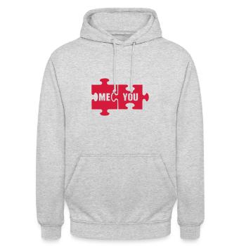 Puzzel - Uniseks hoodie - lichtgrijs gemêleerd - Voor - Alina (178cm) & Michal (187cm)