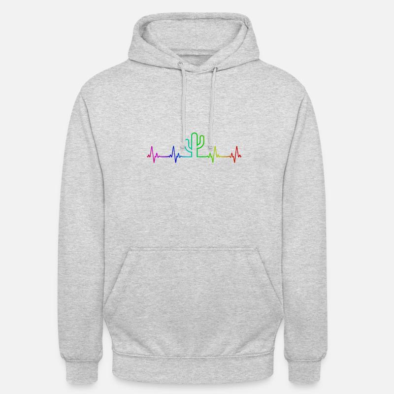 Rainbow Cactus Heartbeat - Sweat-shirt à capuche unisexe - gris clair chiné