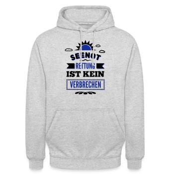 Seenotrettung ist kein Verbrechen - black & blue - Unisex Hoodie - Hellgrau meliert - Vorne - Alina (178cm) & Michal (187cm)