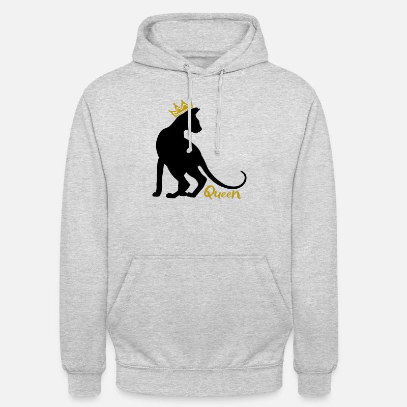 Queen Cat with Crown: OKH, Peterbald, Sphynx - Unisex Hoodie - light heather grey