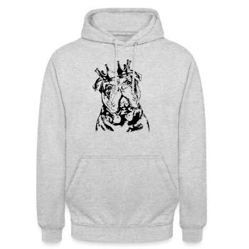 OLD ENGLISH BULLDOG Krone Hund Hunde Wilsigns - Unisex Hoodie - Hellgrau meliert - Vorne - Alina (178cm) & Michal (187cm)