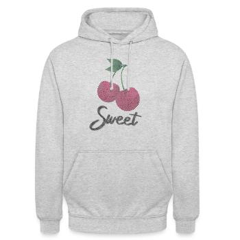 Süße Kirsche Frucht Erdbeere Geschenk kirschbaum - Unisex Hoodie - Hellgrau meliert - Vorne - Alina (178cm) & Michal (187cm)