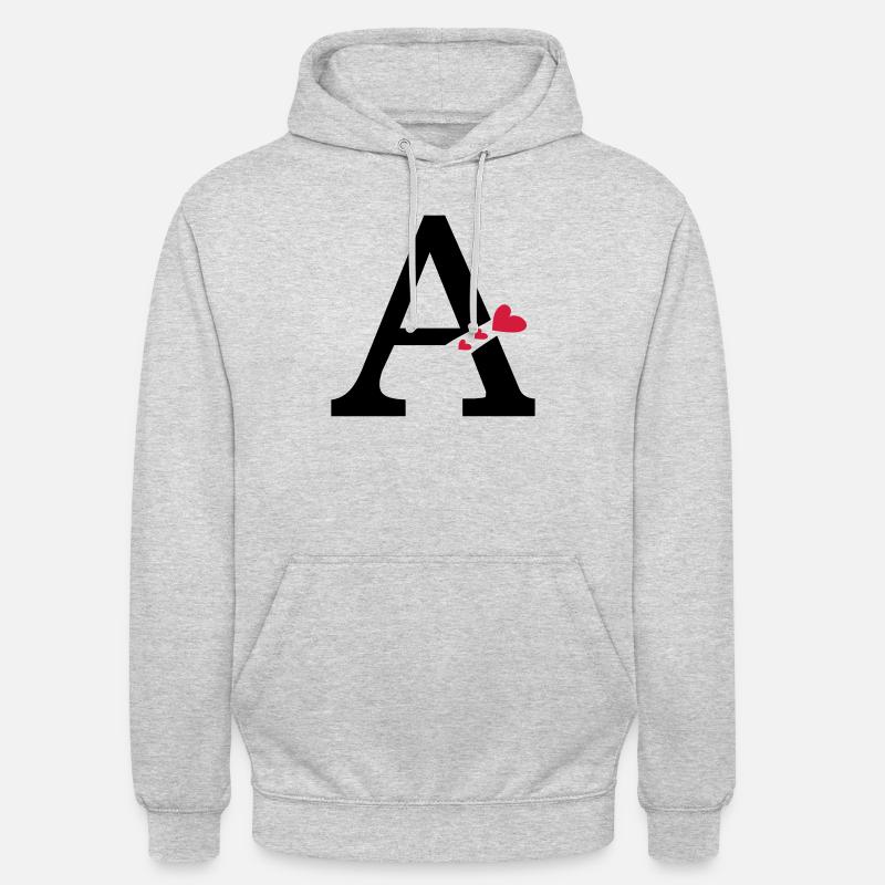 Großbuchstabe A mit Herzen - Unisex Hoodie - Hellgrau meliert