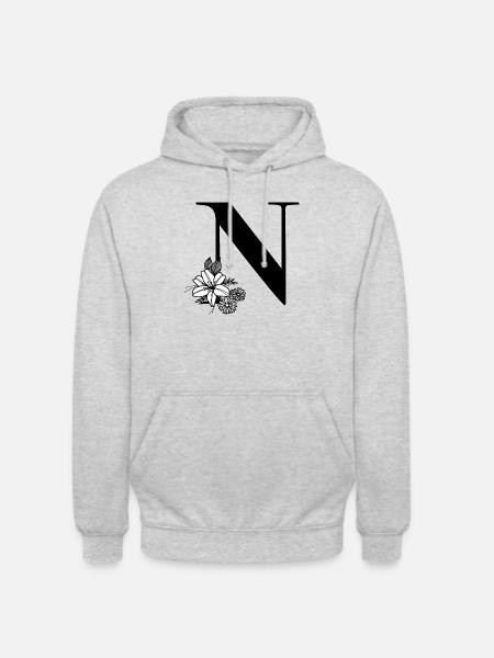 Buchstabe N - Unisex Hoodie - Hellgrau meliert