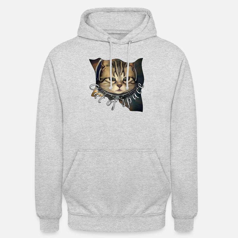 Chat de l’espace - Sweat-shirt à capuche unisexe - gris clair chiné