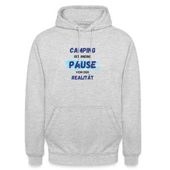 Camping pause - Unisex Hoodie - Hellgrau meliert - Vorne - Alina (178cm) & Michal (187cm)