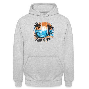 Sommerlicher Vibe-Stil - Unisex Hoodie - Hellgrau meliert - Vorne - Alina (178cm) & Michal (187cm)
