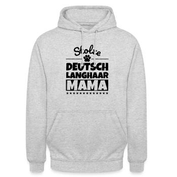 Stolze Deutsch Langhaar Mama - Unisex Hoodie - Hellgrau meliert - Vorne - Alina (178cm) & Michal (187cm)