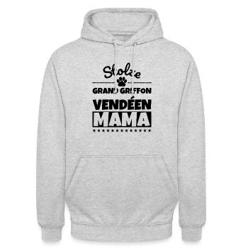 Stolze Grand Griffon Vendéen Mama - Unisex Hoodie - Hellgrau meliert - Vorne - Alina (178cm) & Michal (187cm)