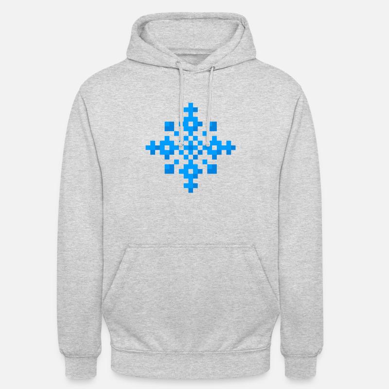 Flocon de neige (pixel art) - Sweat-shirt à capuche unisexe - gris clair chiné
