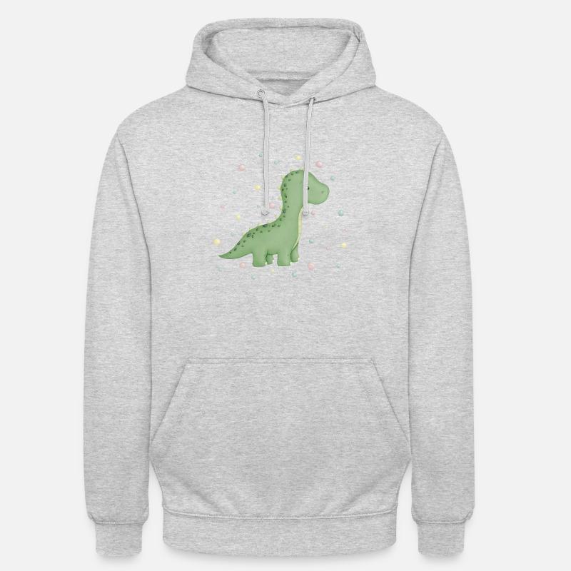 dino mignon avec des points - Sweat-shirt à capuche unisexe - gris clair chiné