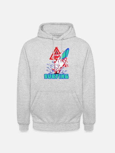 Stop - Surfing - Unisex Hoodie - Hellgrau meliert