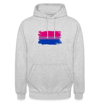Bisexuelle Pride-Flagge - Unisex Hoodie - Hellgrau meliert - Vorne - Alina (178cm) & Michal (187cm)