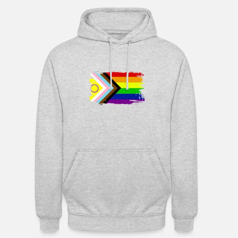 Drapeau Progress Pride 2023 - Sweat-shirt à capuche unisexe - gris clair chiné
