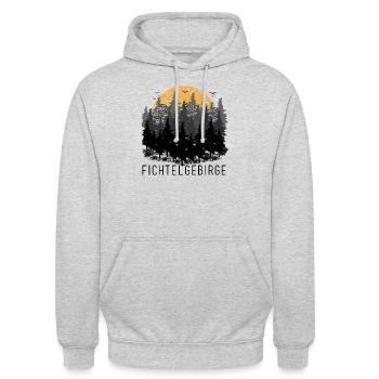 3 Brüder im Fichtelgebirge Sonnenuntergang Wald - Unisex Hoodie - Hellgrau meliert - Vorne - Alina (178cm) & Michal (187cm)