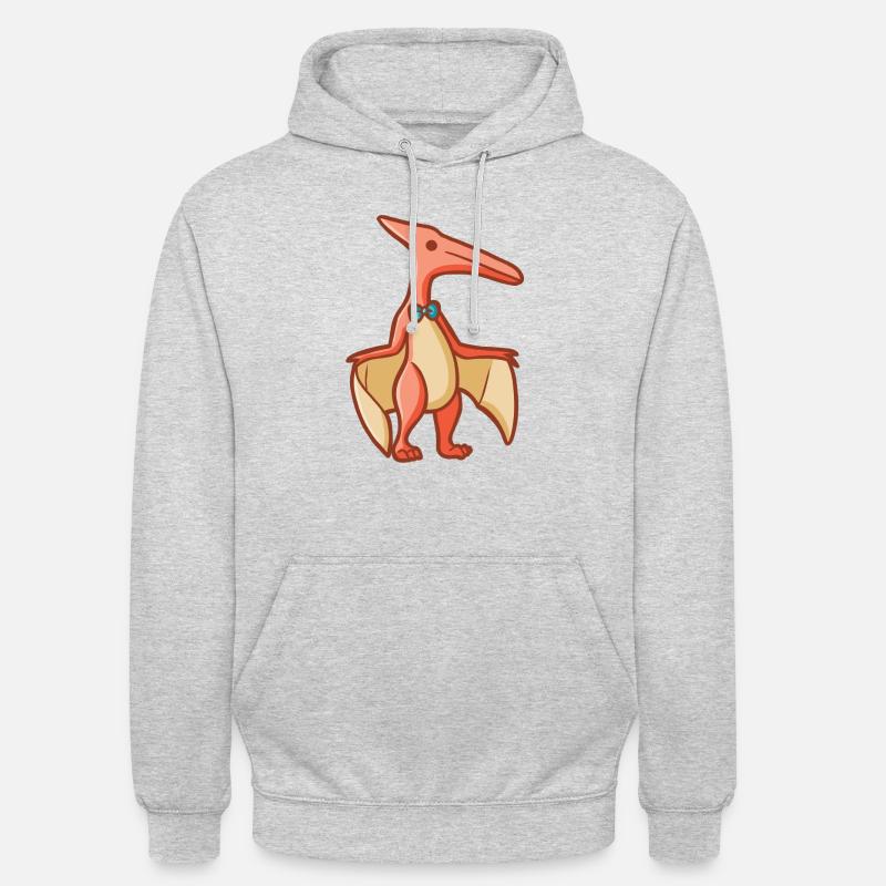 Hugadino ptérodactyle, dino, mignon dinosaure - Sweat-shirt à capuche unisexe - gris clair chiné