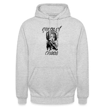 QUEEN OF CHAOS - Unisex Hoodie - Hellgrau meliert - Vorne - Alina (178cm) & Michal (187cm)