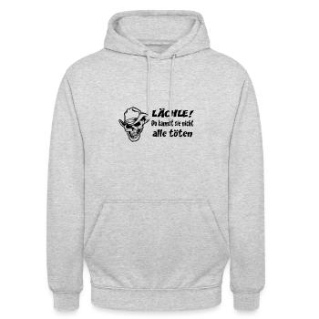 Spruch - Unisex Hoodie - Hellgrau meliert - Vorne - Alina (178cm) & Michal (187cm)