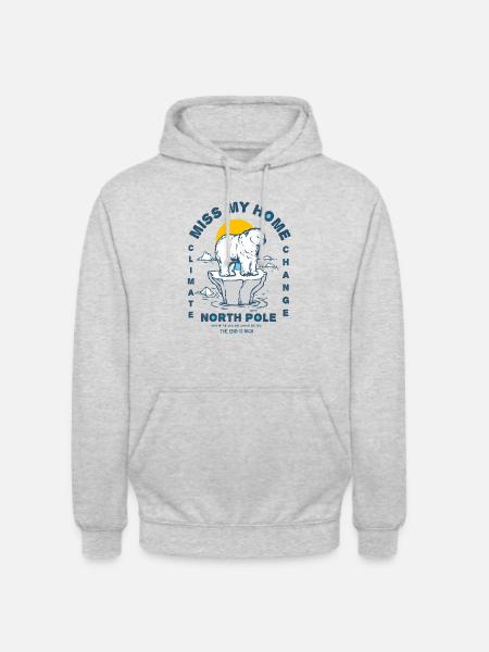 Eisbear Arctic climate change North Pole melting ice - Unisex Hoodie - light heather grey