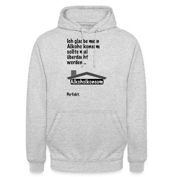 Alkohol Lustiger Spruch Abschluss Geschenkidee - Unisex Hoodie - Hellgrau meliert - Vorne - Alina (178cm) & Michal (187cm)