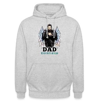 Paternité, ailes de l’amour - Sweat-shirt à capuche unisexe - gris clair chiné - Devant - Alina (178cm) & Michal (187cm)