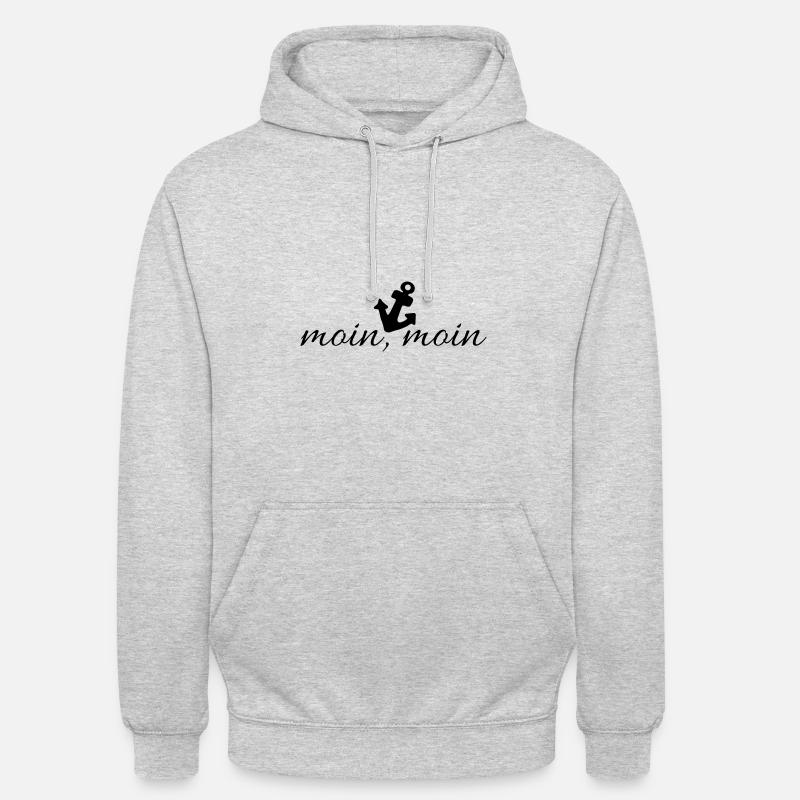 wunderschöner anker mit moin, moin - Unisex Hoodie - Hellgrau meliert