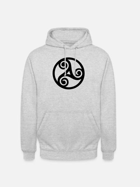 triskele celtic symbol in tattoo tribal style - Unisex Hoodie - Hellgrau meliert