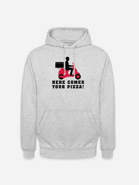 pizza_roller_lieferant_072016a_2c - Unisex Hoodie - Hellgrau meliert