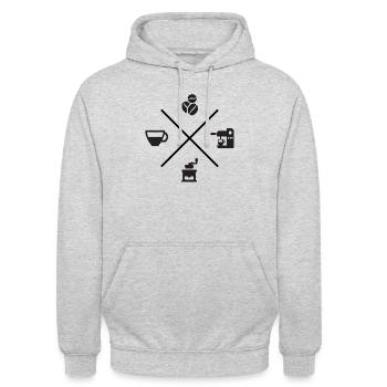 Barista Kaffee Espresso Cappuccino Kaffeemaschine - Unisex Hoodie - Hellgrau meliert - Vorne - Alina (178cm) & Michal (187cm)