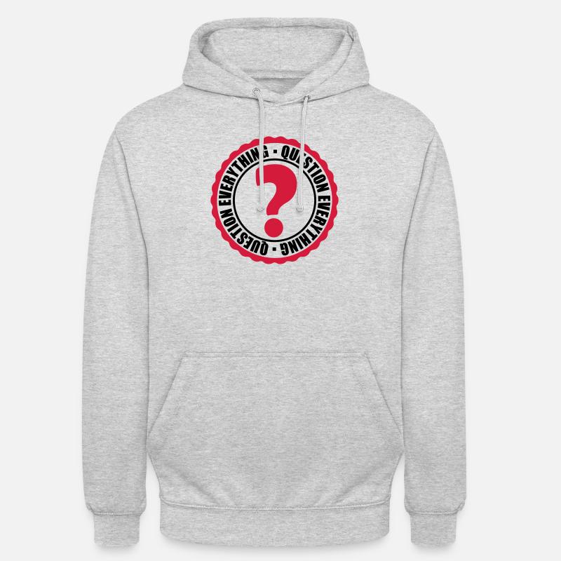 Question Everything Stempel - Unisex Hoodie - Hellgrau meliert