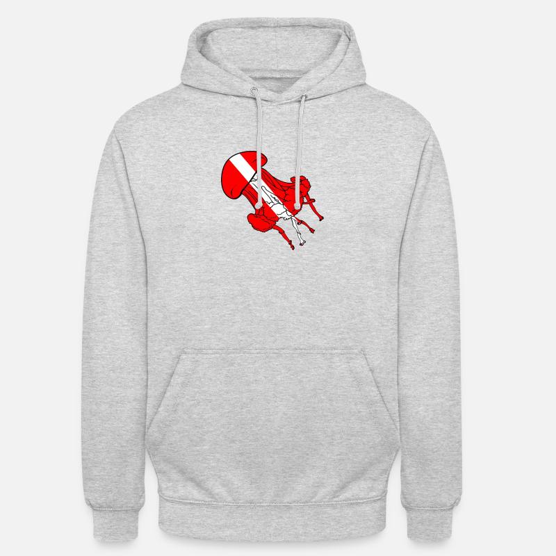 Méduses sur le drapeau du plongeur - Sweat-shirt à capuche unisexe - gris clair chiné