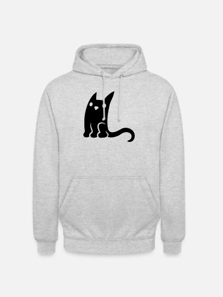 Petit chat mignon noir - Sweat-shirt à capuche unisexe - gris clair chiné