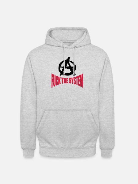 Fuck the system anarchy - Unisex Hoodie - light heather grey