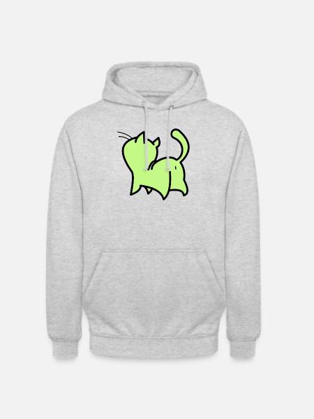 chat vert - Sweat-shirt à capuche unisexe - gris clair chiné