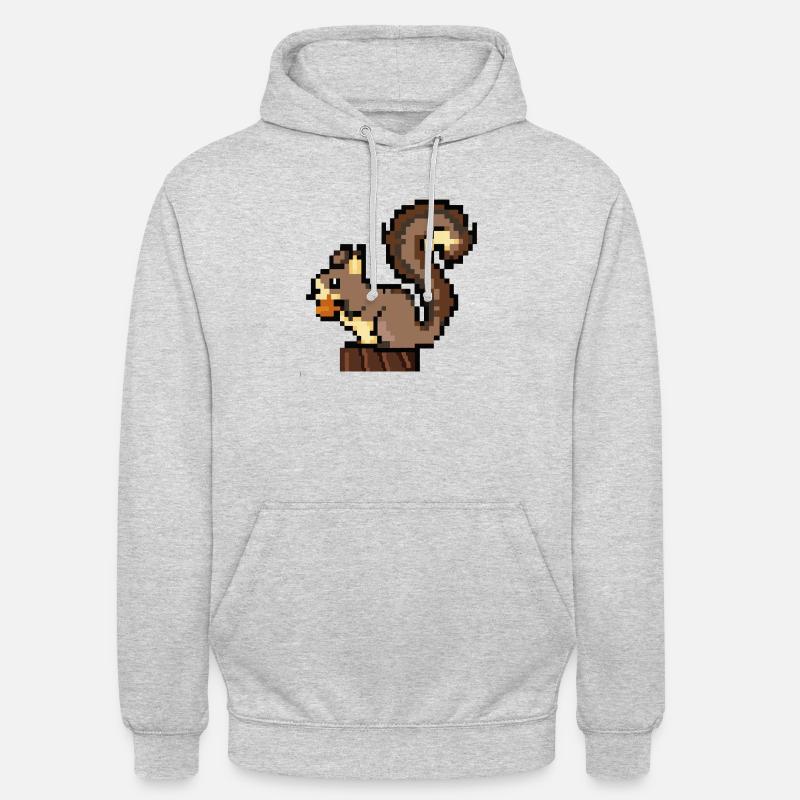 Squirrel Pixel Art Idée cadeau - Sweat-shirt à capuche unisexe - gris clair chiné