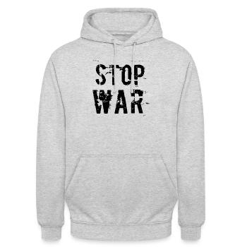Stop War - Unisex Hoodie - light heather grey - Front - Alina (178cm) & Michal (187cm)