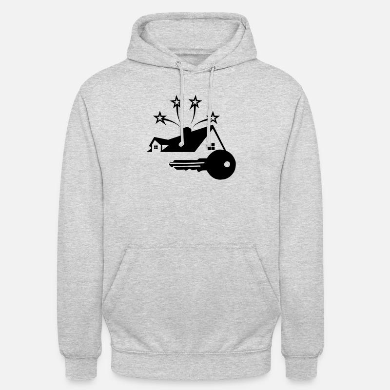 La clé de la nouvelle maison brille avec 3 étoiles - Sweat-shirt à capuche unisexe - gris clair chiné