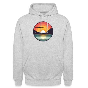 Coucher de soleil - Sweat-shirt à capuche unisexe - gris clair chiné - Devant - Alina (178cm) & Michal (187cm)