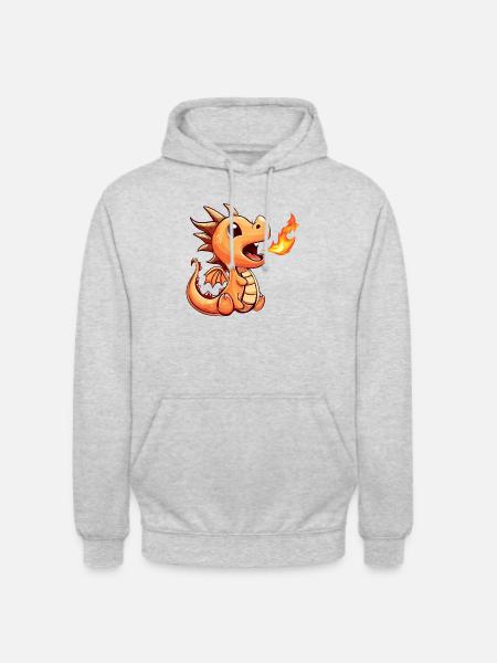 Dragon mignon - Sweat-shirt à capuche unisexe - gris clair chiné