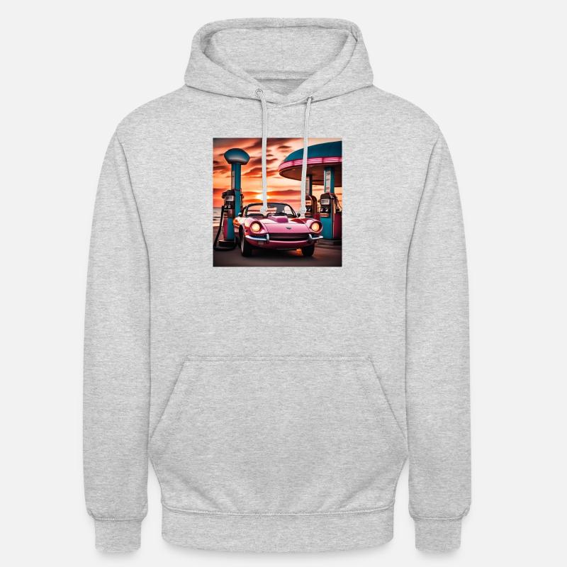 Style synthwave - Sweat-shirt à capuche unisexe - gris clair chiné