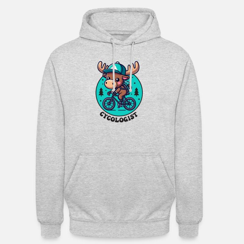 Cycologist Moose Riding Bicycle - Unisex Hoodie - light heather grey