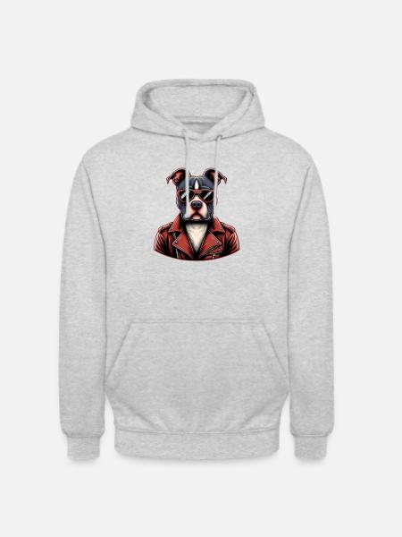 Rebel Spirit Dog - Cool Vintage Pet - Unisex Hoodie - light heather grey